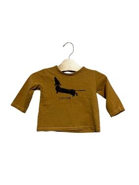 Play UP Kids Long Sleeve Tee 18 Months Dachshund Graphic Mustard